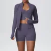 Gray jacket+shorts+bra