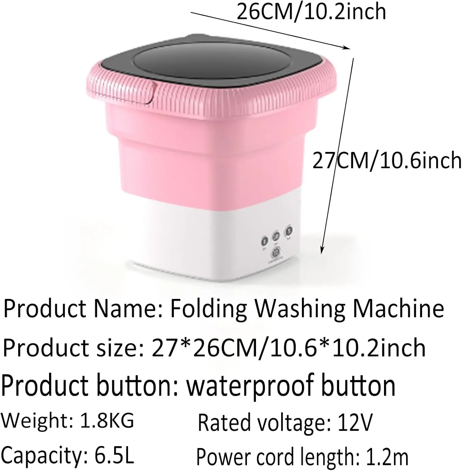 8L Foldable Mini Washing Machine Electric Tub Laundry Washer Portable Mini Folding Washi aperçu 6