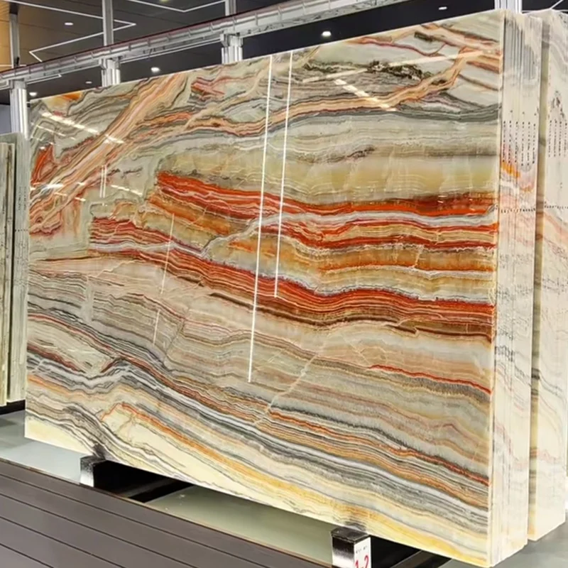 Natural Colorful Rainbow Onyx Slab for Kitchen Countertop Bathroom Wall Panel Decoration Floor Tiles Staircase Onyx Handcrafts
