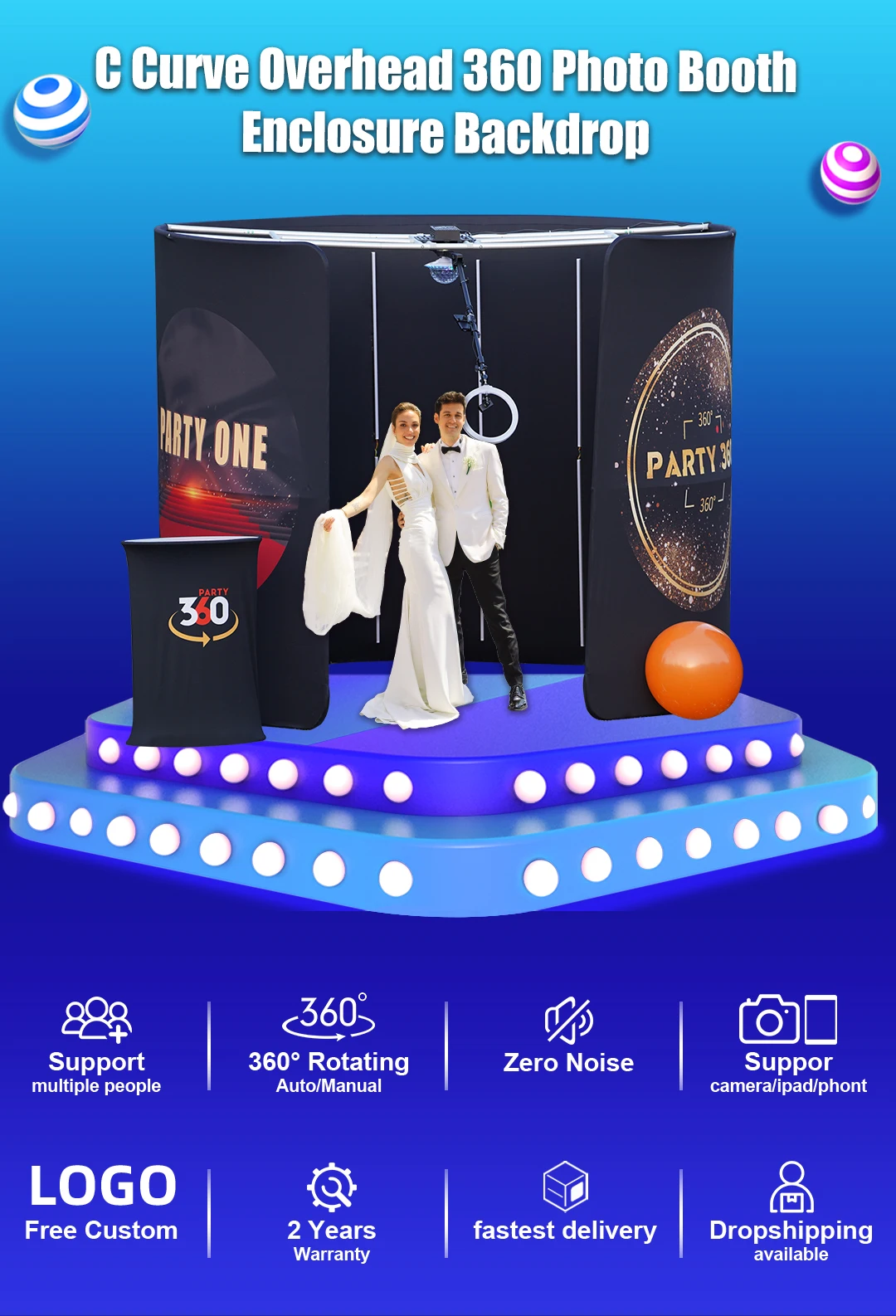 Curve Overhead 360 Photo Booth Enclosure Backdrop All-in-one Machine ...