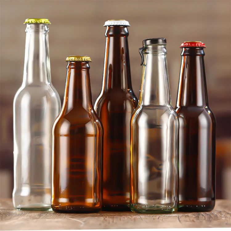 Cheap Price 330ml 500ml 1L clear Amber Beer Glass Bottles with Crown Cap Soda Juice Water Beer Bottle for Home Brewing