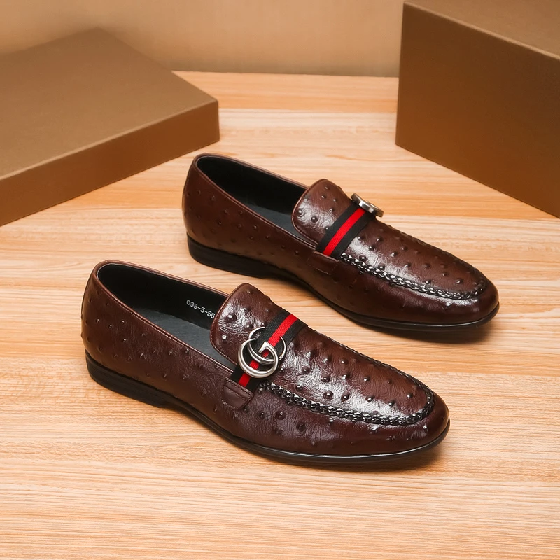 Yash Leather Handmade Gold Brown Ostrich Leather Loafers – reephaz
