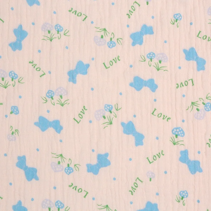 Высококачественная дышащая хлопчатобумажная креп-ткань с цветочным принтом на метрах, материал Seersucker для детской одежды «сделай сам»