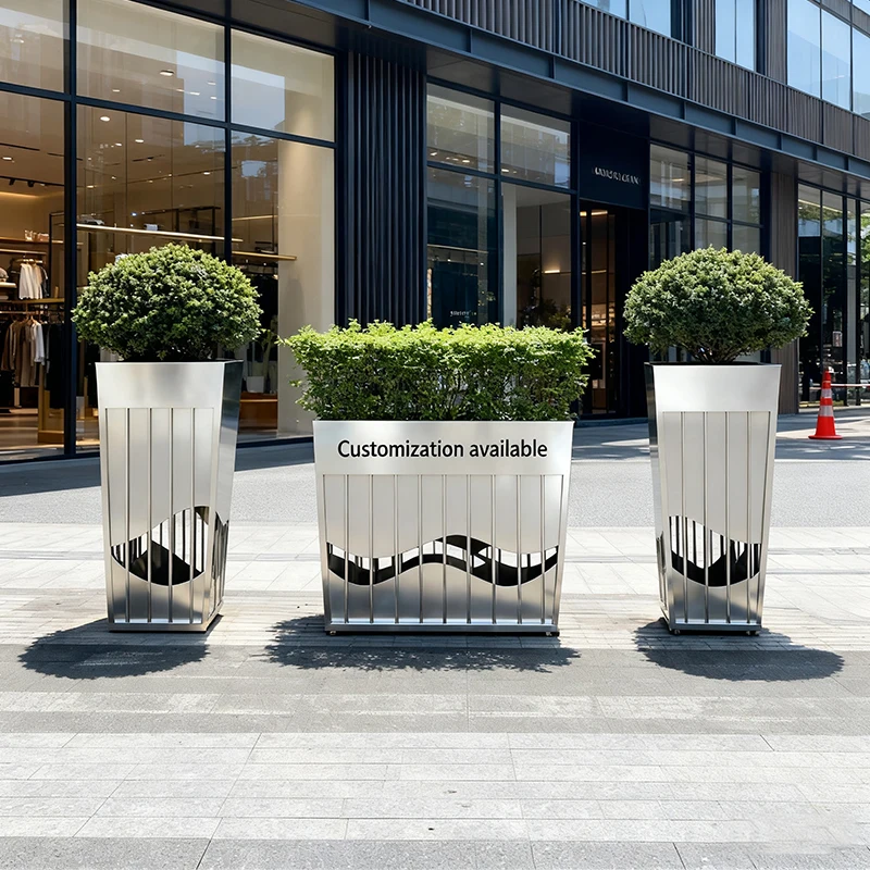 Outdoor flower POTS and flower boxes in the residential area