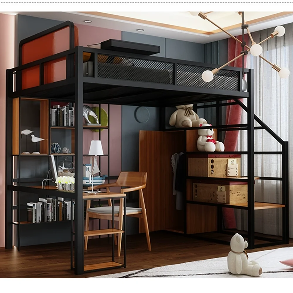 2023 Adults Metal Bed Factory Wholesale Hotsale Metal Queen Loft Bed