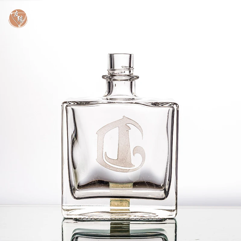 Factory OEM Custom Mexico 750ml Liquor Heavy Base Sandblasted square Tequila Glass Bottle