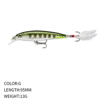 Luya Bait 95mm/13g Bait Floating Mino with a Bristle Hook, a Bionic Upturned-mouth Bait for Sea Bass Fishing – Hooks – view 3