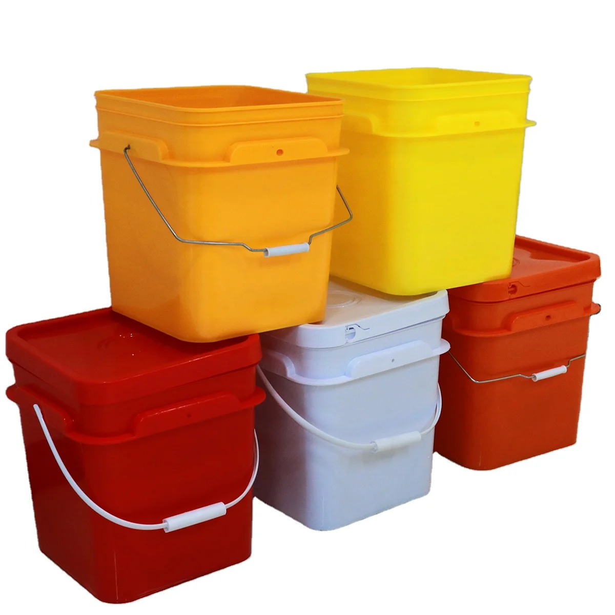 Storage Square Bucket Square Bucket 25 Litre Plastic Storage Bucket with Lid Metal Handle 6 ...