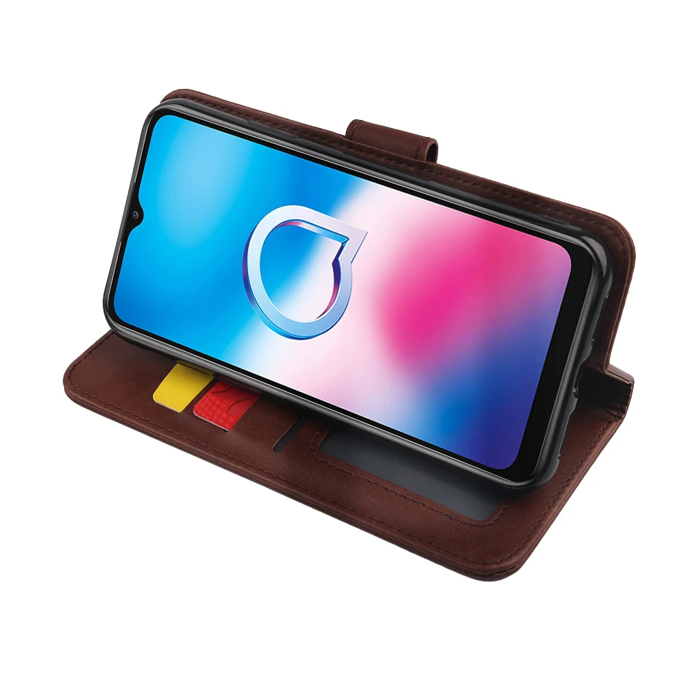 Dedux Portafoglio Custodia Cover per Alcatel 3X (2019), Cover Biglietti Visita Pelle Retro con Chiusura Magnetica Premium Pu Flip. Blu