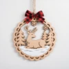 Red Buffalo Check Reclining Reindeer Wooden Ornament