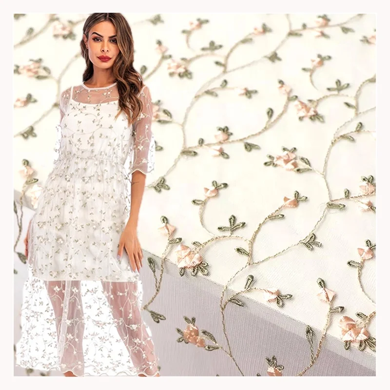 Китайская Тюлевая ткань с вышивкой на заказ сетка цветочной сетчатая