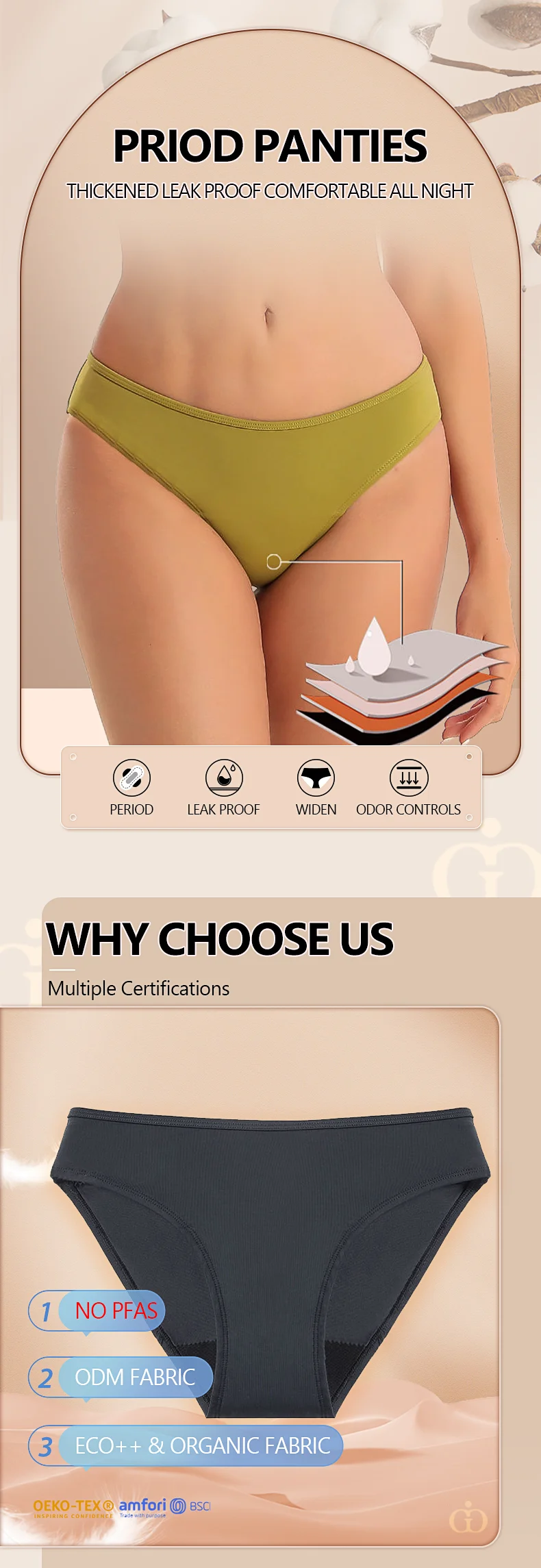 4 Layers Period Panties No Pfas Disposable Leak Proof Menstrual