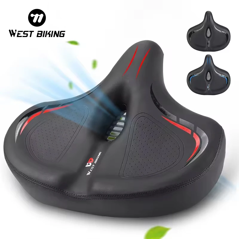 Selle Vélo WEST BIKING Confort – Cuir – Rails Acier – 250x150mm – Universelle VTT/route