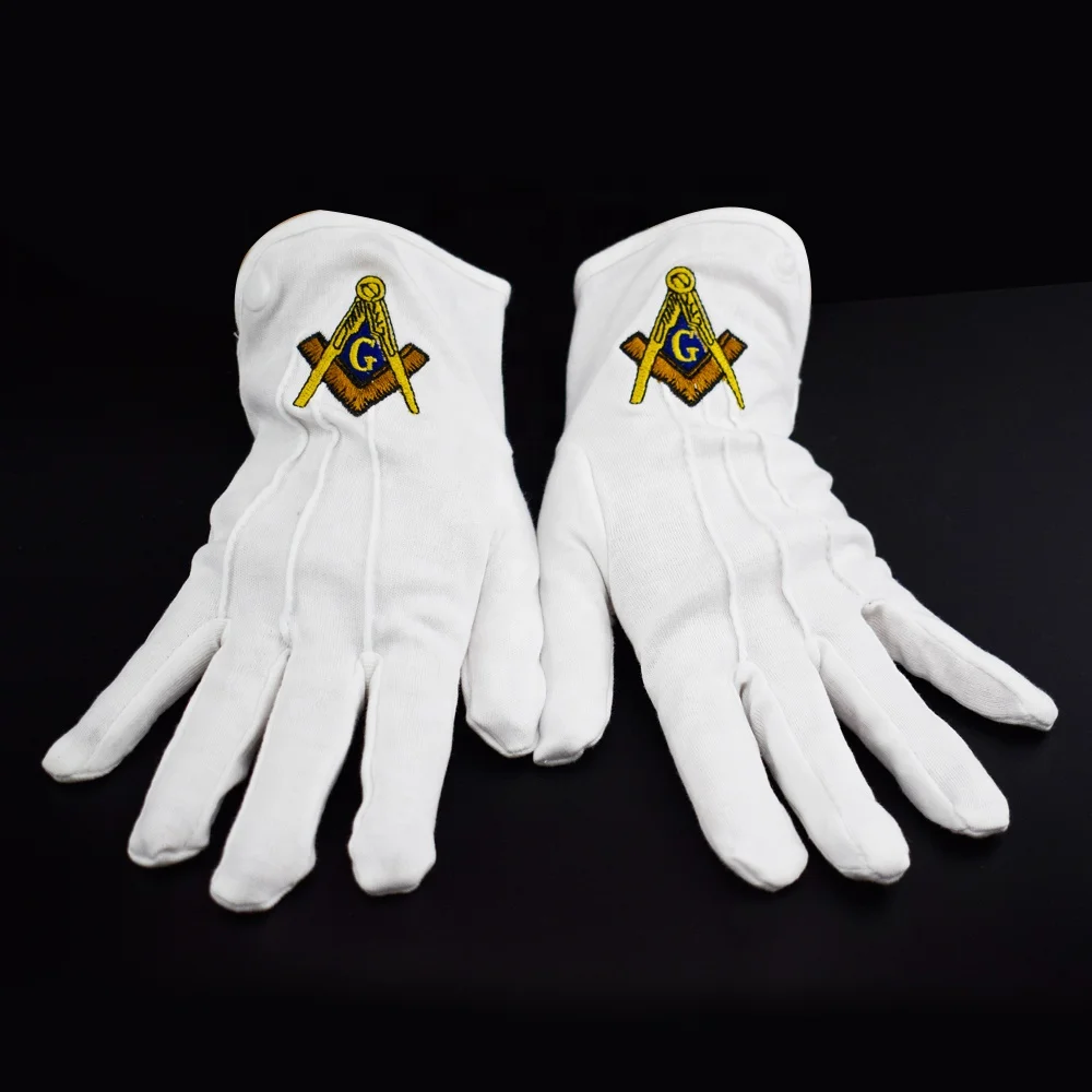 3 Paires De Gants En Coton Blanc Pour Hommes | Fermeture Pression - Usage Maçonnique, Cérémoniel