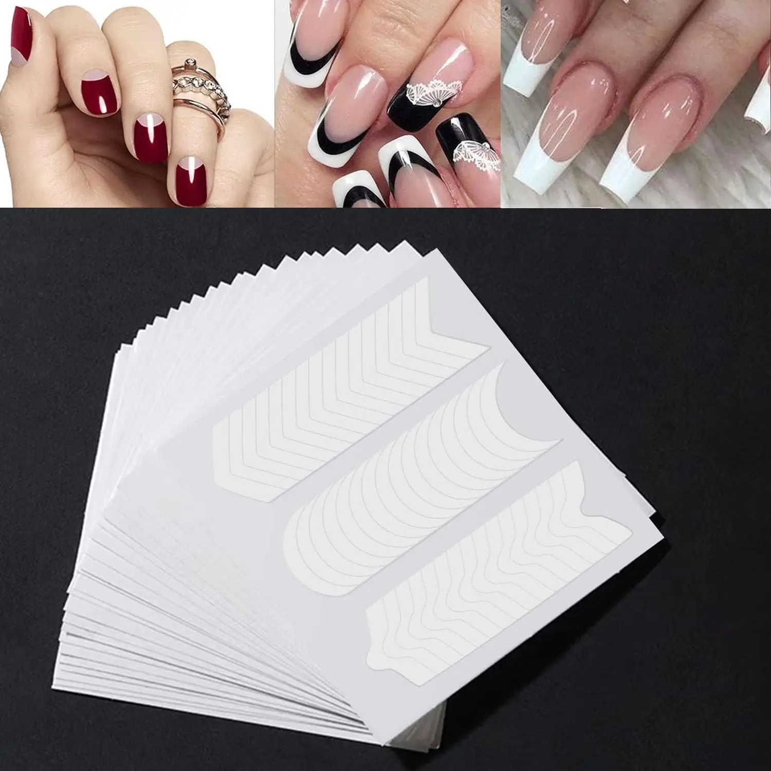 White Selfadhesive French Manicure Strip Stickers For Edge Auxiliary