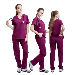 Custom Style Medical Scrubs Set for Ladies Dental/Salon Multicolor Woven Fabric Custom Logo Low MOQ Hospital Uniform