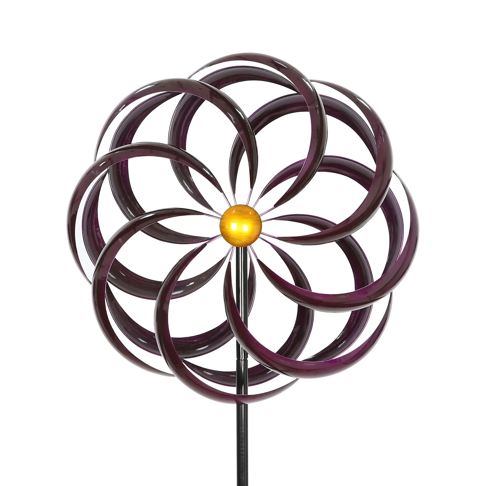 New Purple Design Blade 360 Rotation Garden Color Windmill Outdoor Wind Spinner with Metal Stake