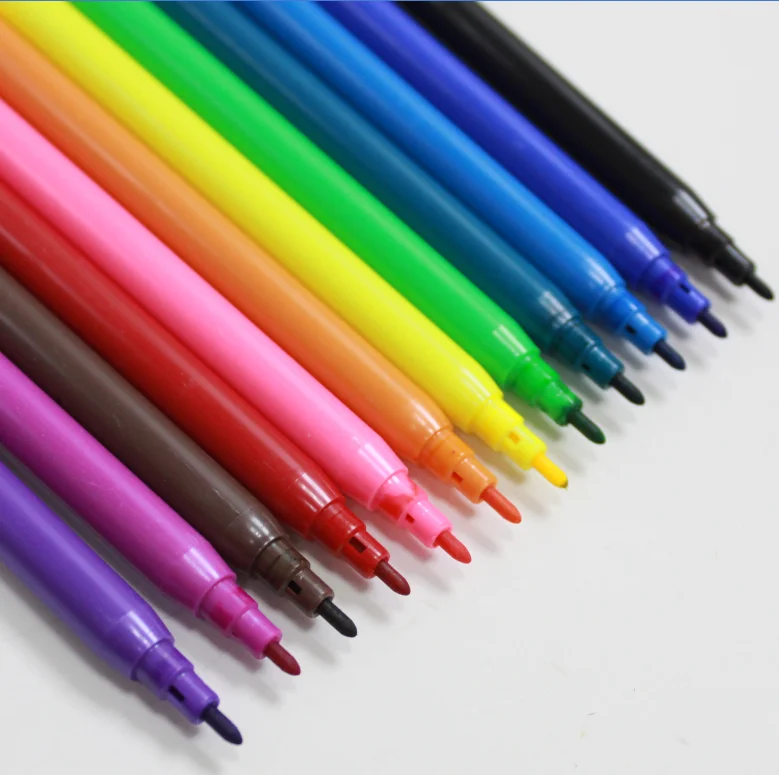 Promotion Student Color Art Marker 12 Colors School Supplies Painting Water Color Pen for Kids Fine Tip Pens Safety Drawing Tool