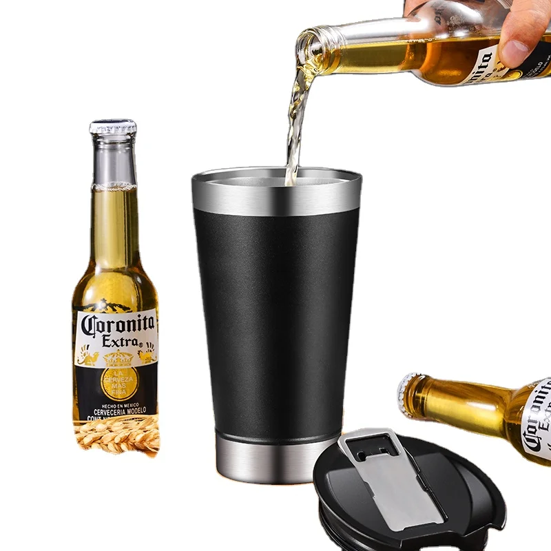 600ml Double Wall Stainless Steel Mugs for Beer Mug Bottle Opener