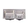 7843 High Rim Thickened Double Bowl Sink, Brushed Finish, 201