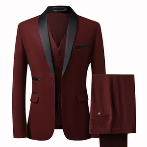 Factory Customization Men's Three-Piece Slim-Fit Plus Size Wedding Suits Business Casual Anti-Wrinkle Breathable Waterproof