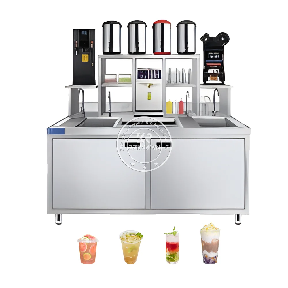 2025 Custom Cocktail Tea Bar Counter Bubble Bar Commercial Boba Shop Working Station Container Milk Tea Bar Counter