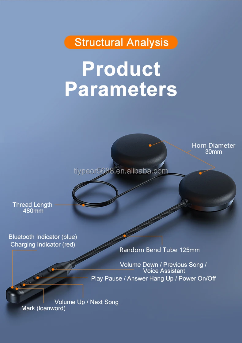 product tiypeor helmet build in headset for motorbike hands free noise reduction suitable for half face helmet with microphone for rider-11