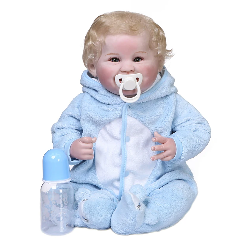 npk 55cm renascido bebê recém-nascido menino boneca loiro cabelo