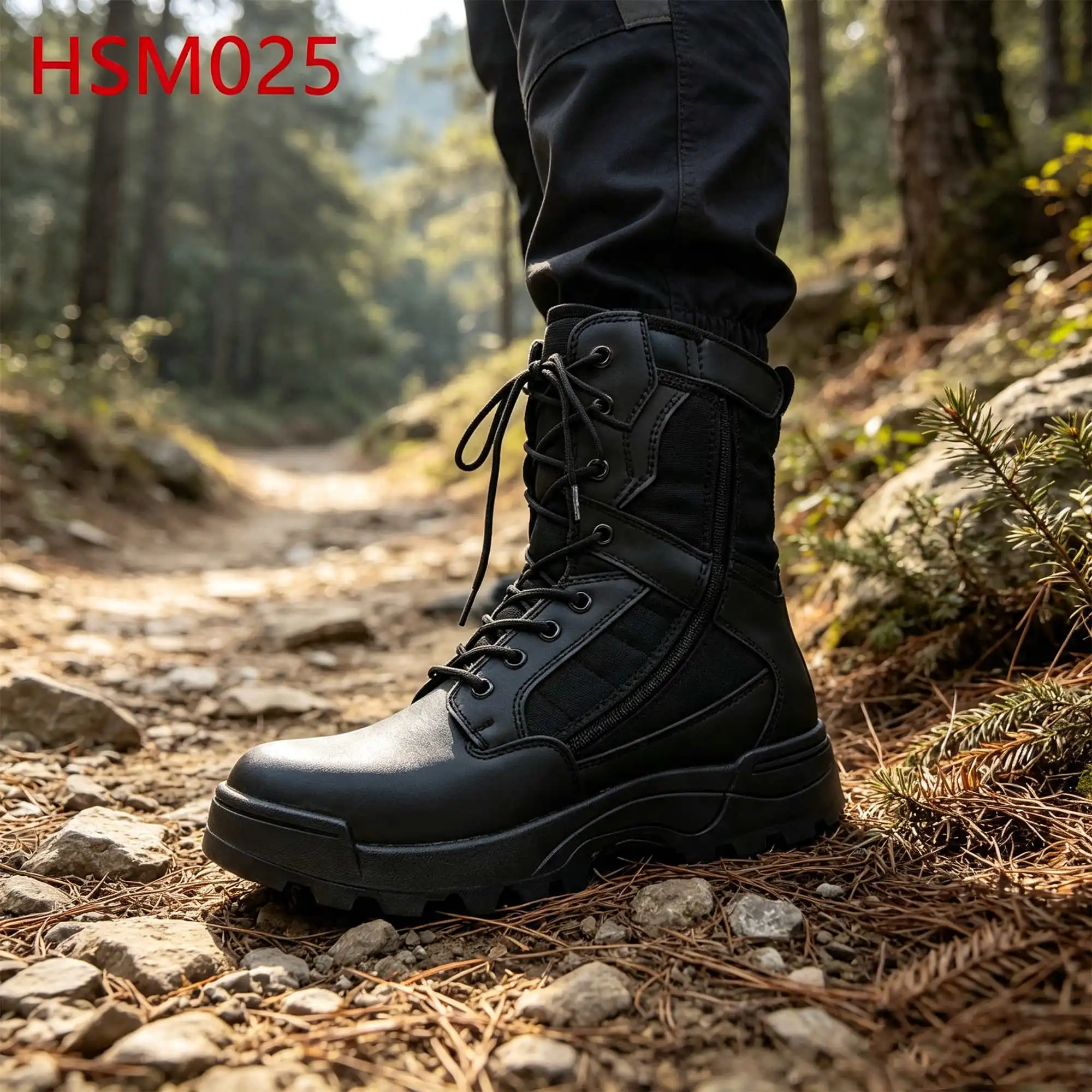ZYF,Outdoor Enthusiast Curved Zip Design Hua Singh Combat Boots Coastal Hiking Superior Grip Rubber Sole 9