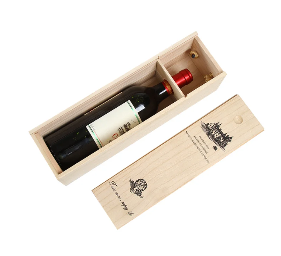 Wooden Wine Box 2pack Single Wine Bottle Wood Storage Gift Box With