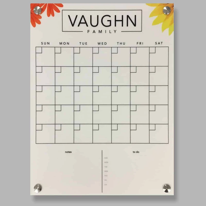 Фабричная поставка акриловый календарь настенный для месячных и Еженедельный