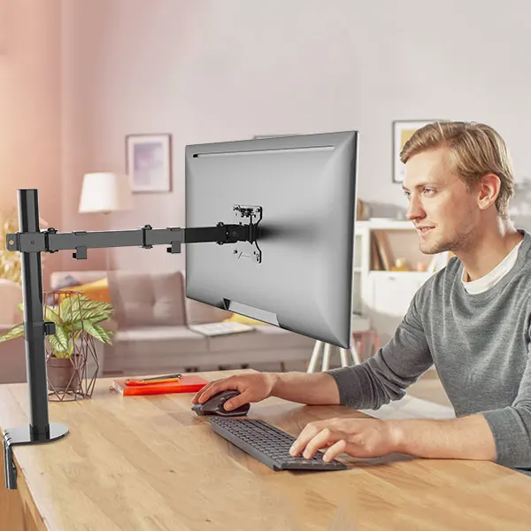 Single Arm Height Adjustable Monitor Desk Mountfits 13" To 27