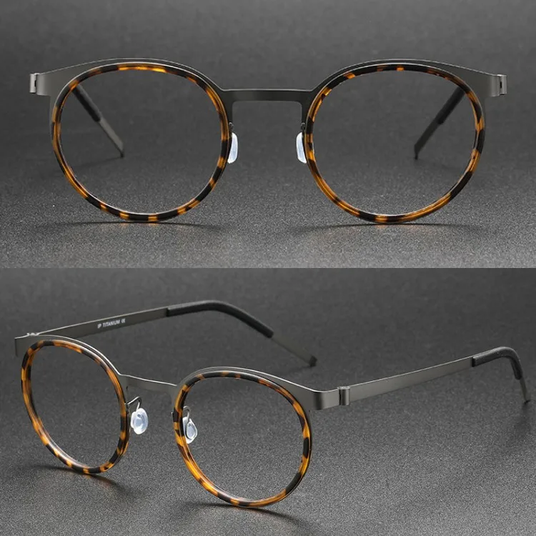 OEM Logo Titanium Round Glasses with Blue Light Computer Filter Solid ...