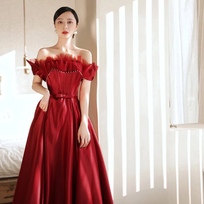 Hot Sale Off-Shoulder Straps Red Evening Dress Formal Dresses for
