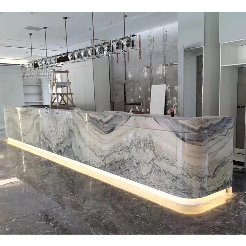 Modern Natural Silk Road Grey Marble Luxury Stone Countertop Indoor Kitchen Island Bar Counter Vanity Tops & Table Tops Design