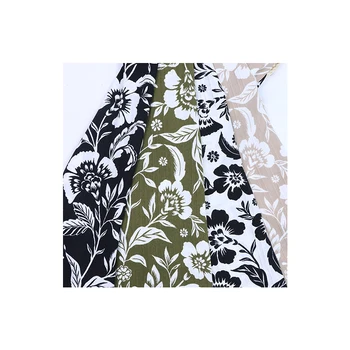 Fashion Flower 100% polyester printed fabric clothing fabric black and white printed soft breathable fabric wholesale spot