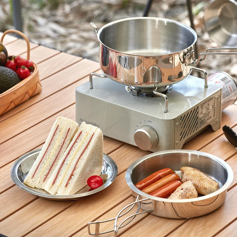 Wholesales 3Pcs Aluminum Folding Outdoor Picnic Camping Cooking Set Portable Cooking Pot Set