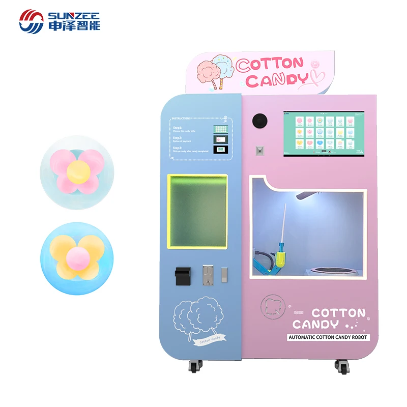 Smart App Coin Control Sunzee Automatic Cotton Candy Vending Machine Fully Automatic