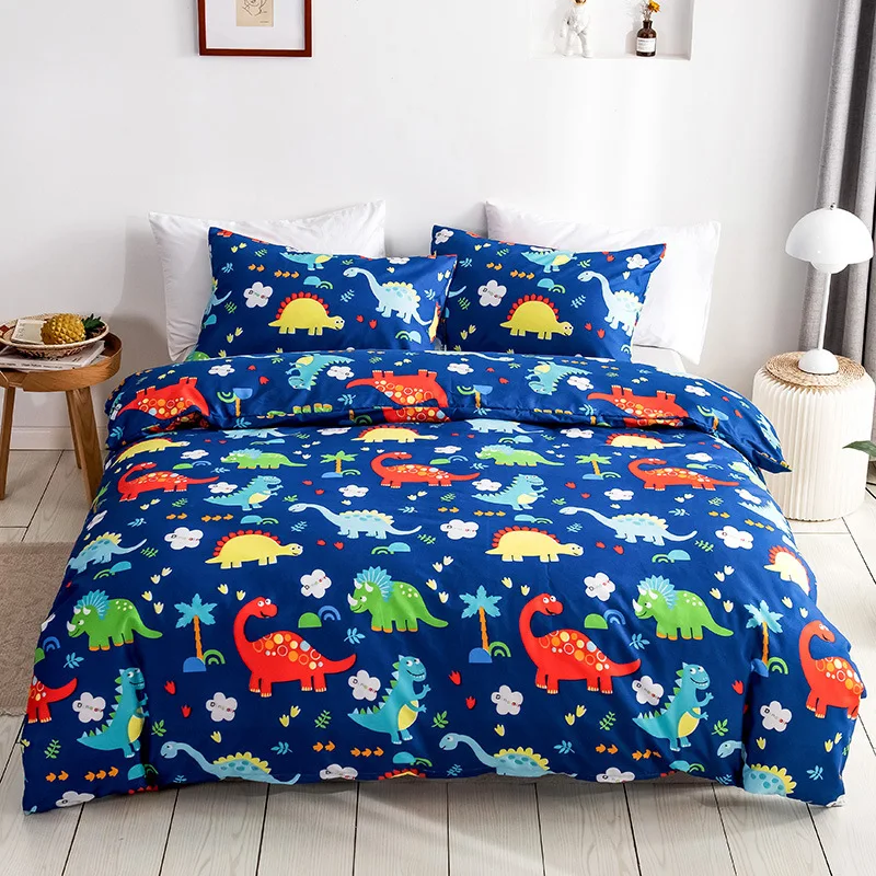 AOYATEX Hot selling Polyester Children Cartoon Style Bedding Set Small Dinosaur Bed Sheets Custom Printed Bedding factory