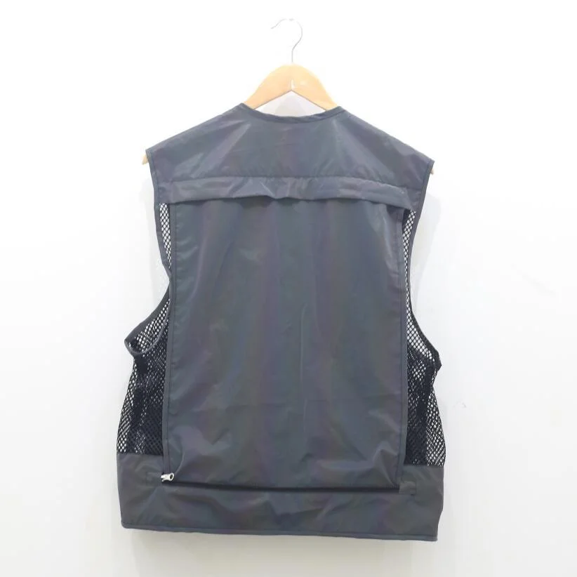Custom Logo Outdoor Trend Magic Color Luminous Mesh Safety Tank Top Reflective Safety With Zipper An