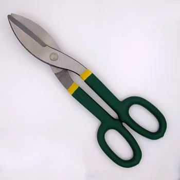 Wholesale New-Produced American Style Iron Scissor Tin Shears Plastic Grip Industrial Use OEM Cheap Scissors Cutting Steel Sheet