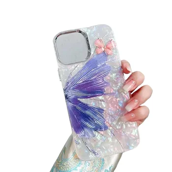 Luxury phone case for iPhone 15 14 13 12 11 transparent cell phone back cover shiny design