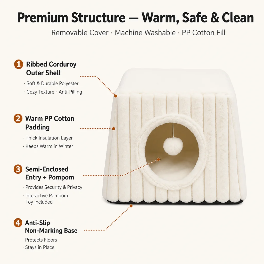 Corduroy Cat House Semi Enclosed Plush — Product details 5