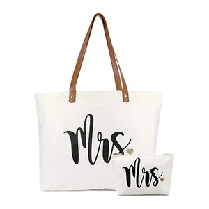 Fashion Women Summer Custom Outdoor Beach Shopping Tote Canvass Bags With Leather Handle