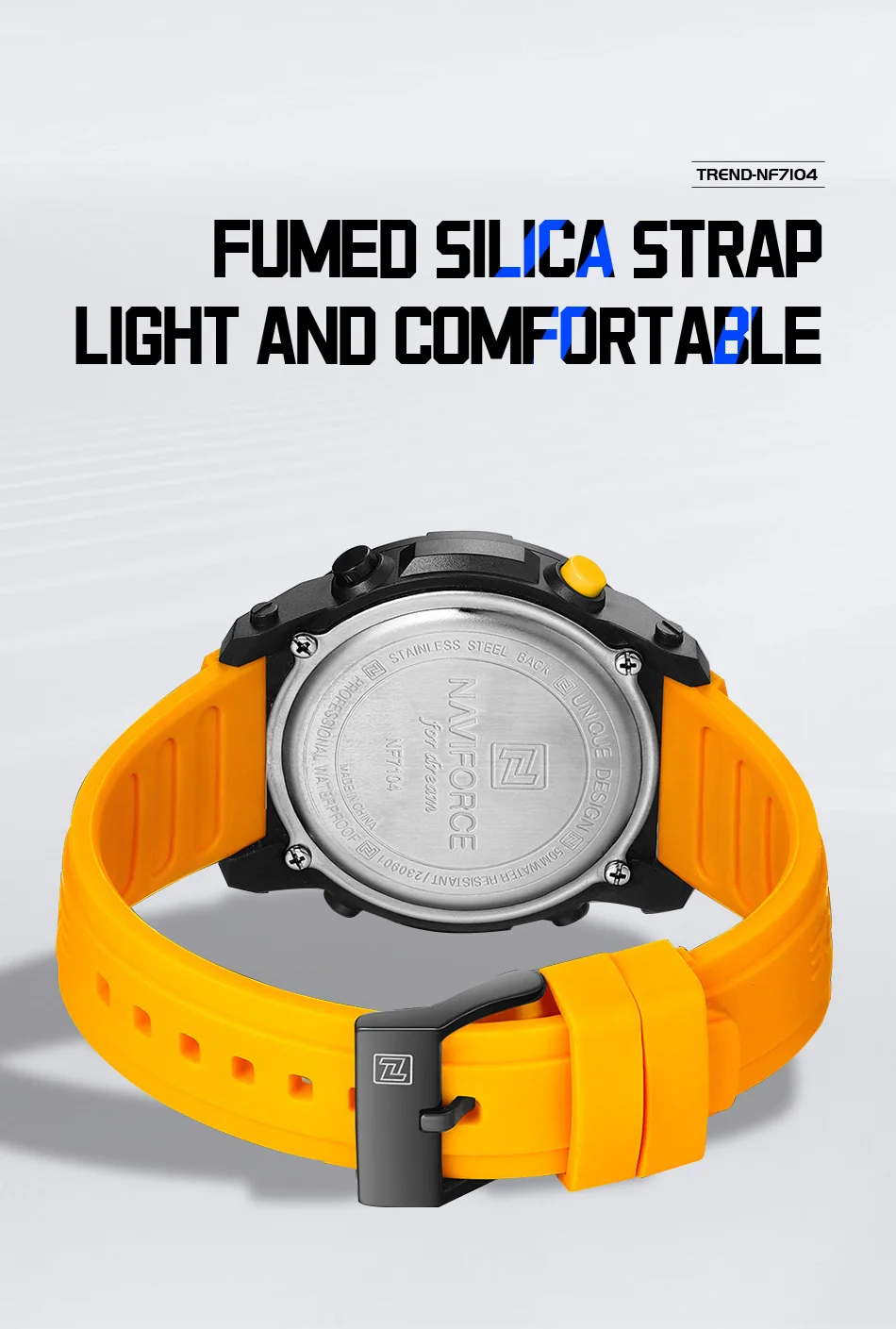 Original NAVIFORCE 7104 Digital Watch Men Sport Chronograph Wristwatch Date Stopwatch Waterproof  Male Electronic Clock