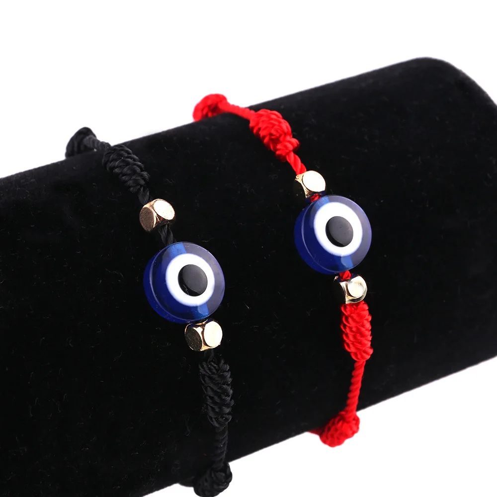 New Arrival Red String 7 Knot Blue Evil  Eyes Bracelet Handmade Black Rope Woven Blue Evil Eyes Bracelet for Women