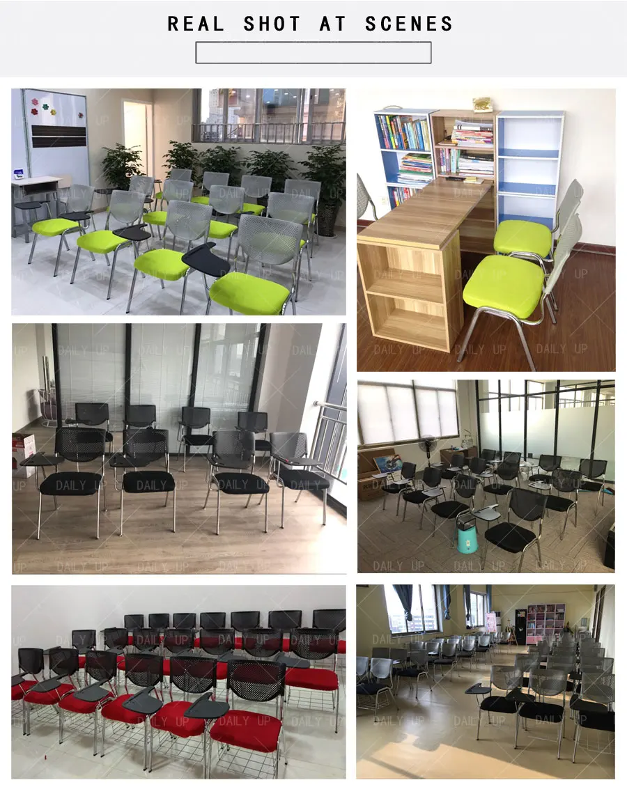 Fabric Padded School Chair Training Chair with Writing Tablet Stackable Conference Tablet Chair Wholesale