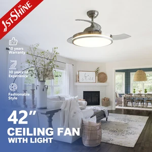 1stshine LED Ceiling Fan Dimmable LED Hidden Blades Retractable Ceiling Fan with Light and Remote