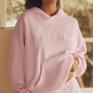 Custom Logo Women's 3D Embroidered Tracksuit 100% Cotton Elastic Waist Full Length Winter Hooded Embossing Printing Hoodies Set