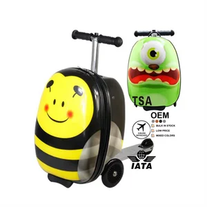 Hot Sales Customized Design 3D Children Bag Trolley Airport Kids Foldable Luggage Scooter Suitcase